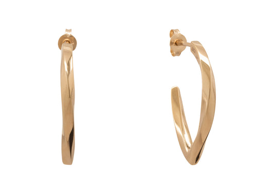 Twisted Block Earrings, Yellow Gold