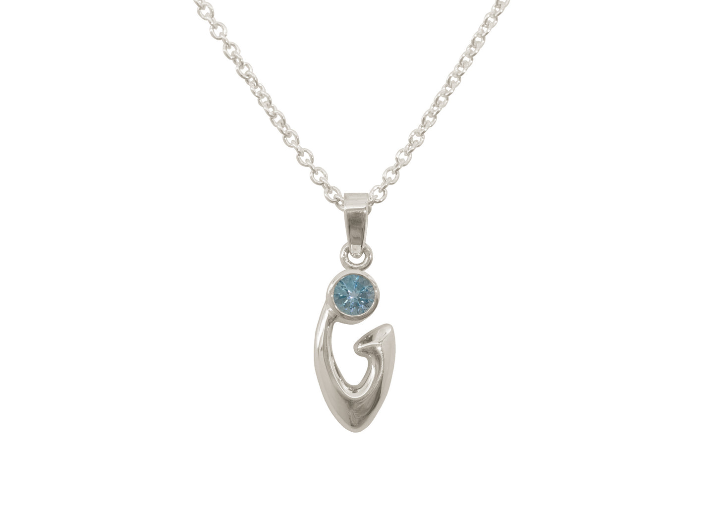 Free Form Gemstone Pendant, White Gold