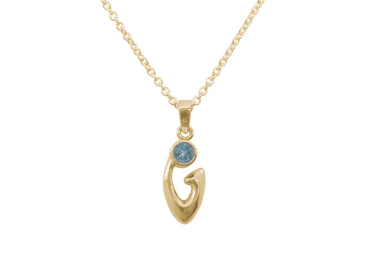 Free Form Gemstone Pendant, Yellow Gold