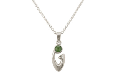 Free Form Cabochon Gemstone Pendant, White Gold