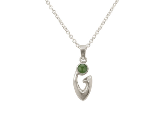 Free Form Cabochon Gemstone Pendant, White Gold