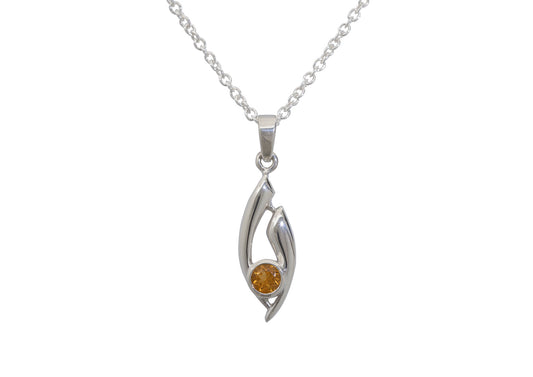 Flowing Gemstone Pendant, Sterling Silver