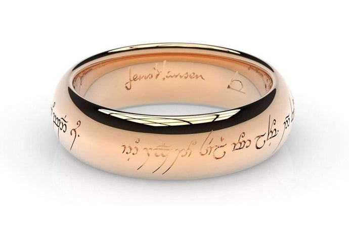 Lord of the Rings Inscription Silicone Band Antique Gold Wedding Ring  Engraved Silicon Wedding Band Anniversary Gift Husband Wife Fiance 