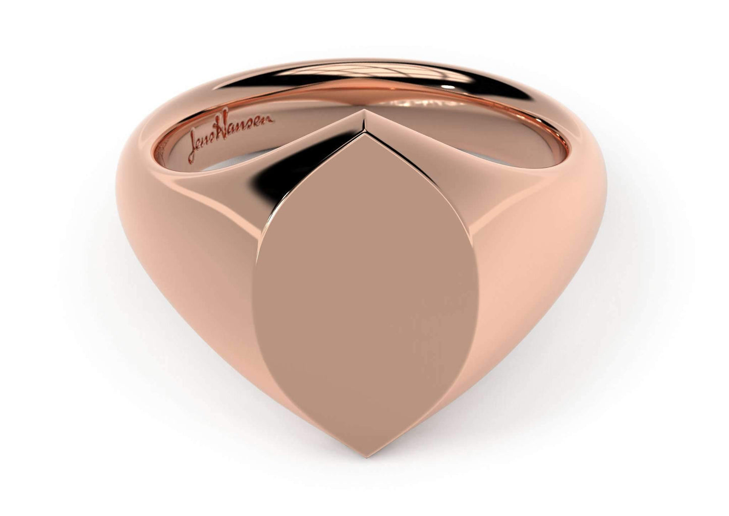 Navette Signet Ring, Red Gold