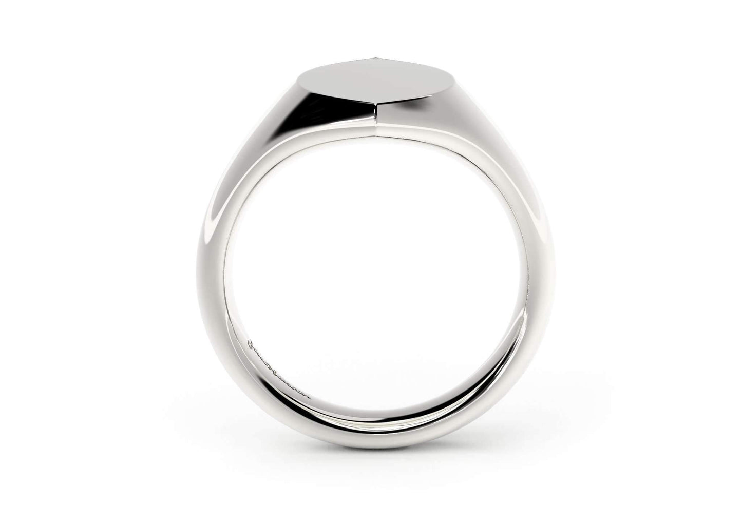 Navette Signet Ring, White Gold & Platinum