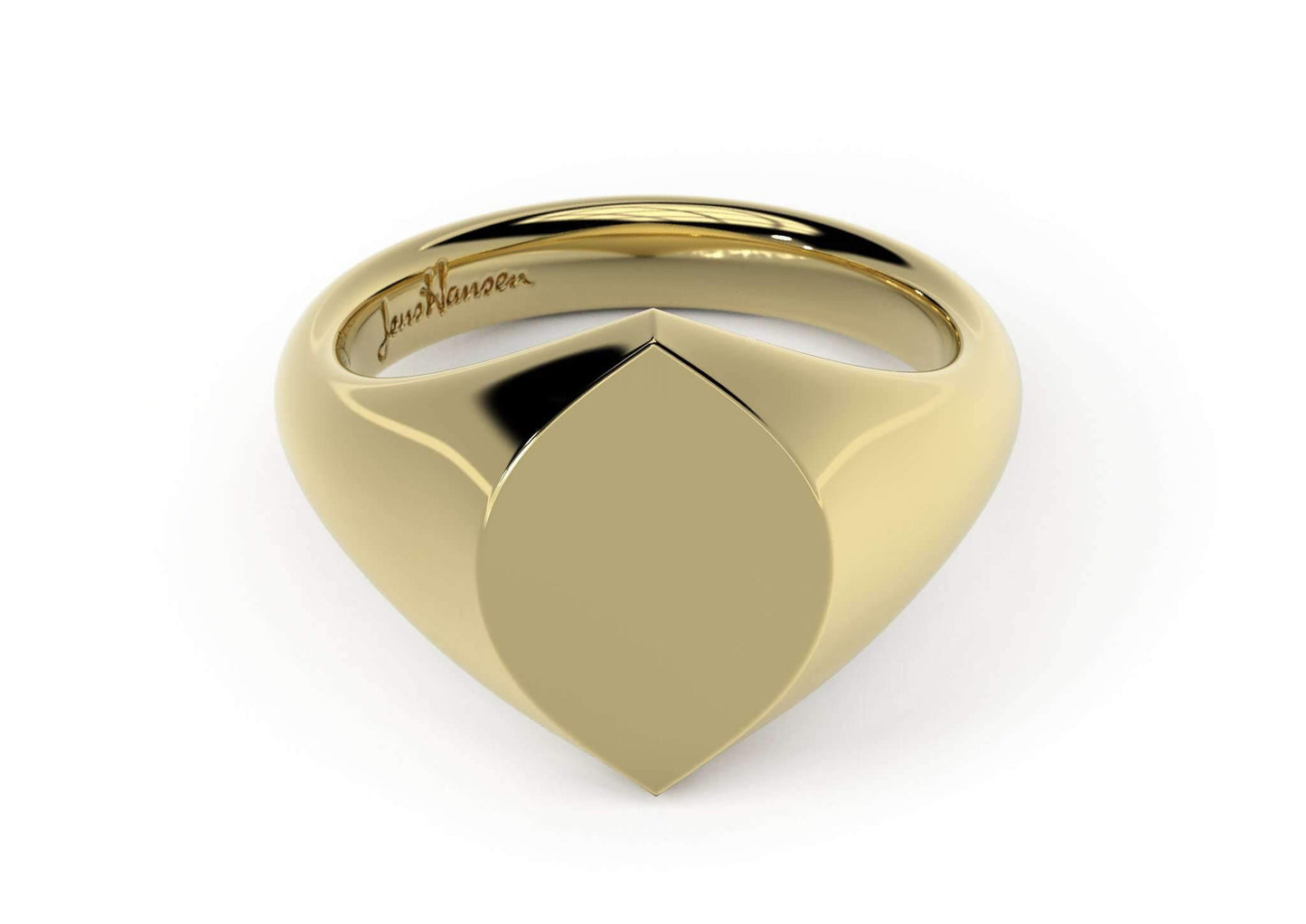 Navette Signet Ring, Yellow Gold