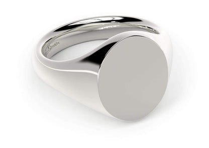 Oval Signet Ring, White Gold & Platinum