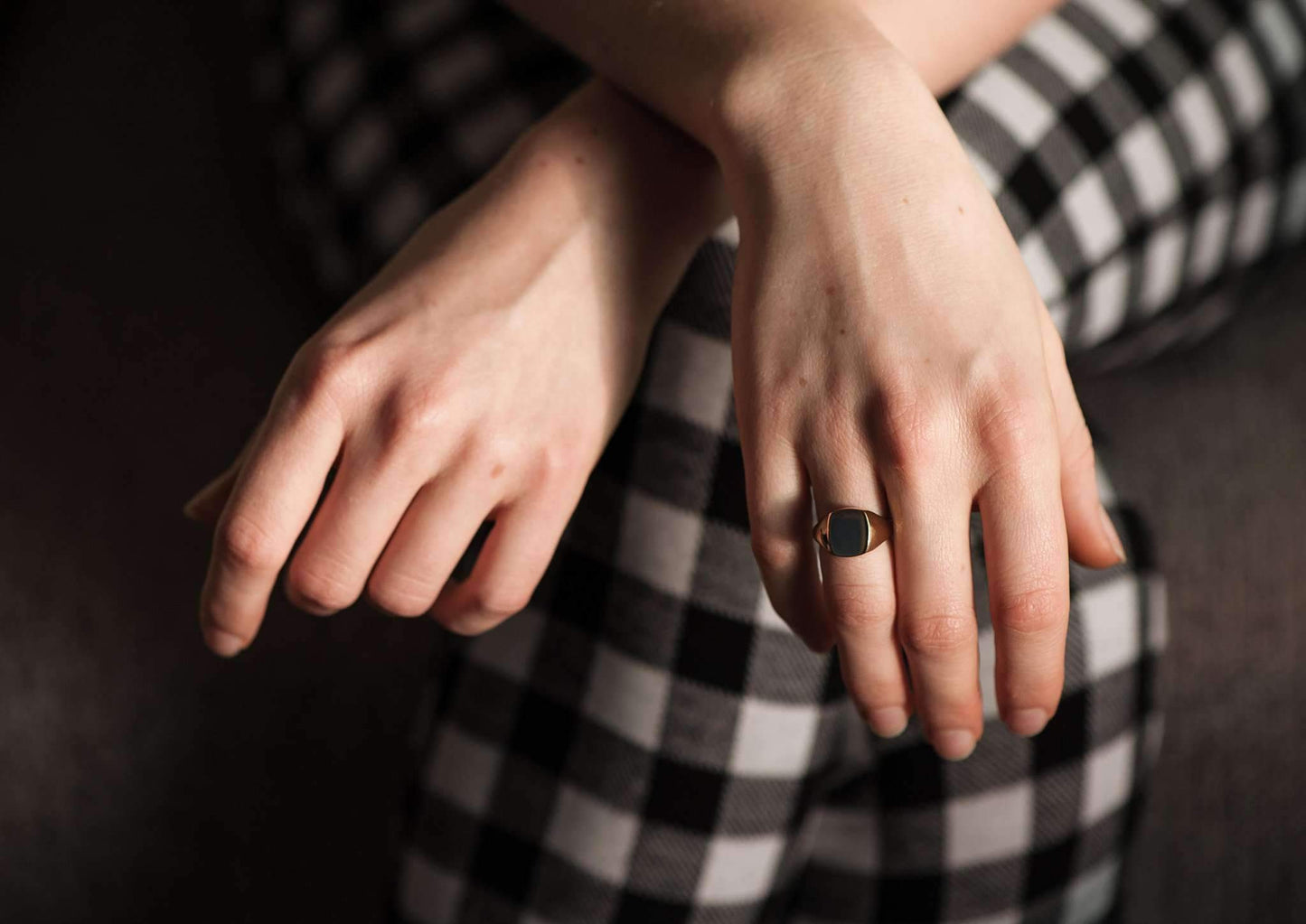 Quadrant Signet Ring, White Gold & Platinum