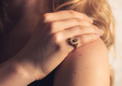 Quadrant Signet Ring, Red Gold