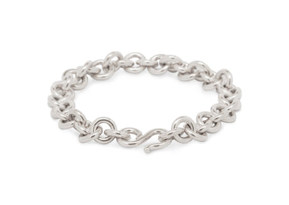 Round Link Bracelet, White Gold