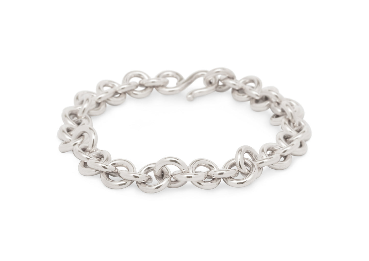 Round Link Bracelet, White Gold