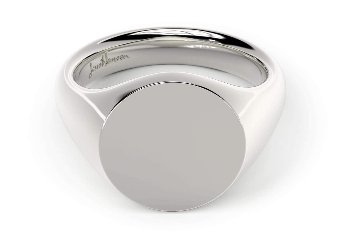 Round Signet Ring, White Gold & Platinum