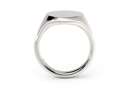 Round Signet Ring, White Gold & Platinum