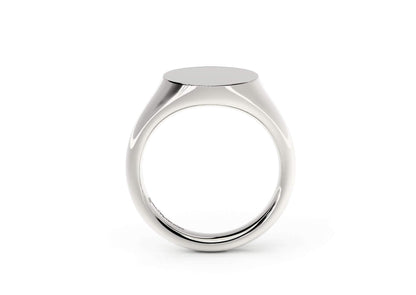 Round Signet Ring, White Gold & Platinum