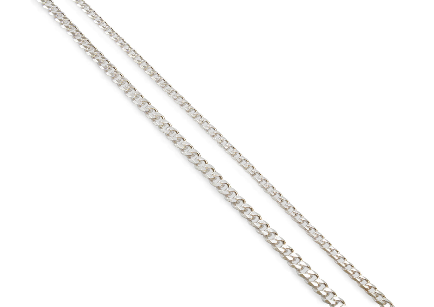 Beveled Edge Diamond Cut Curb Chain, Sterling Silver