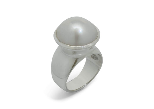 Luminescent Mabe Pearl Ring, Sterling Silver