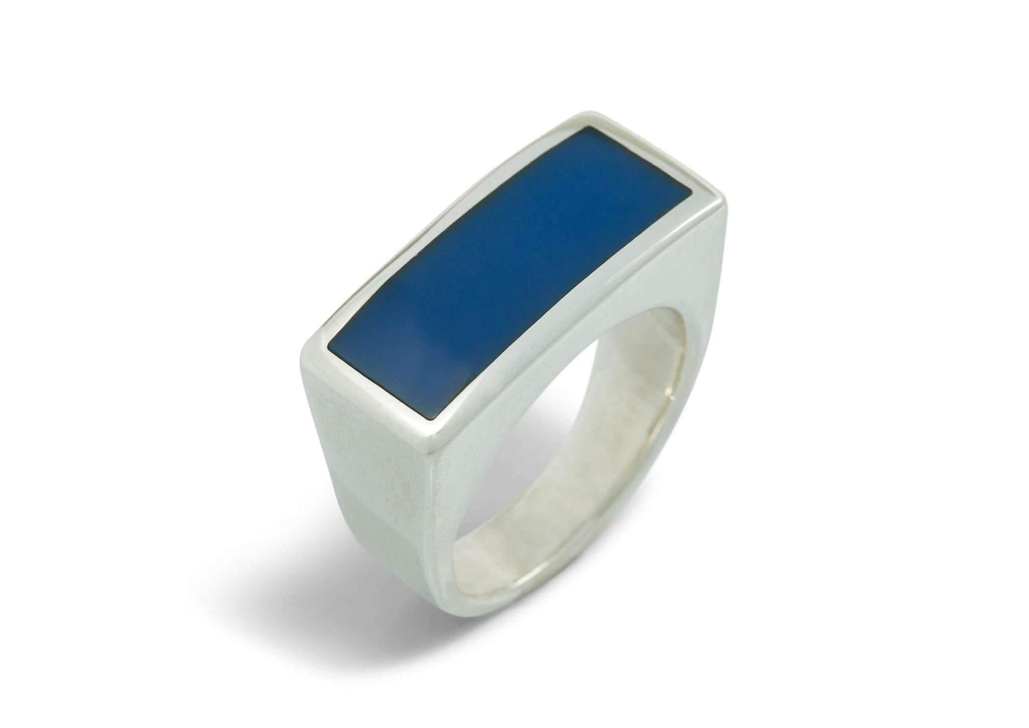 Rectangle Resin Rings, Sterling Silver