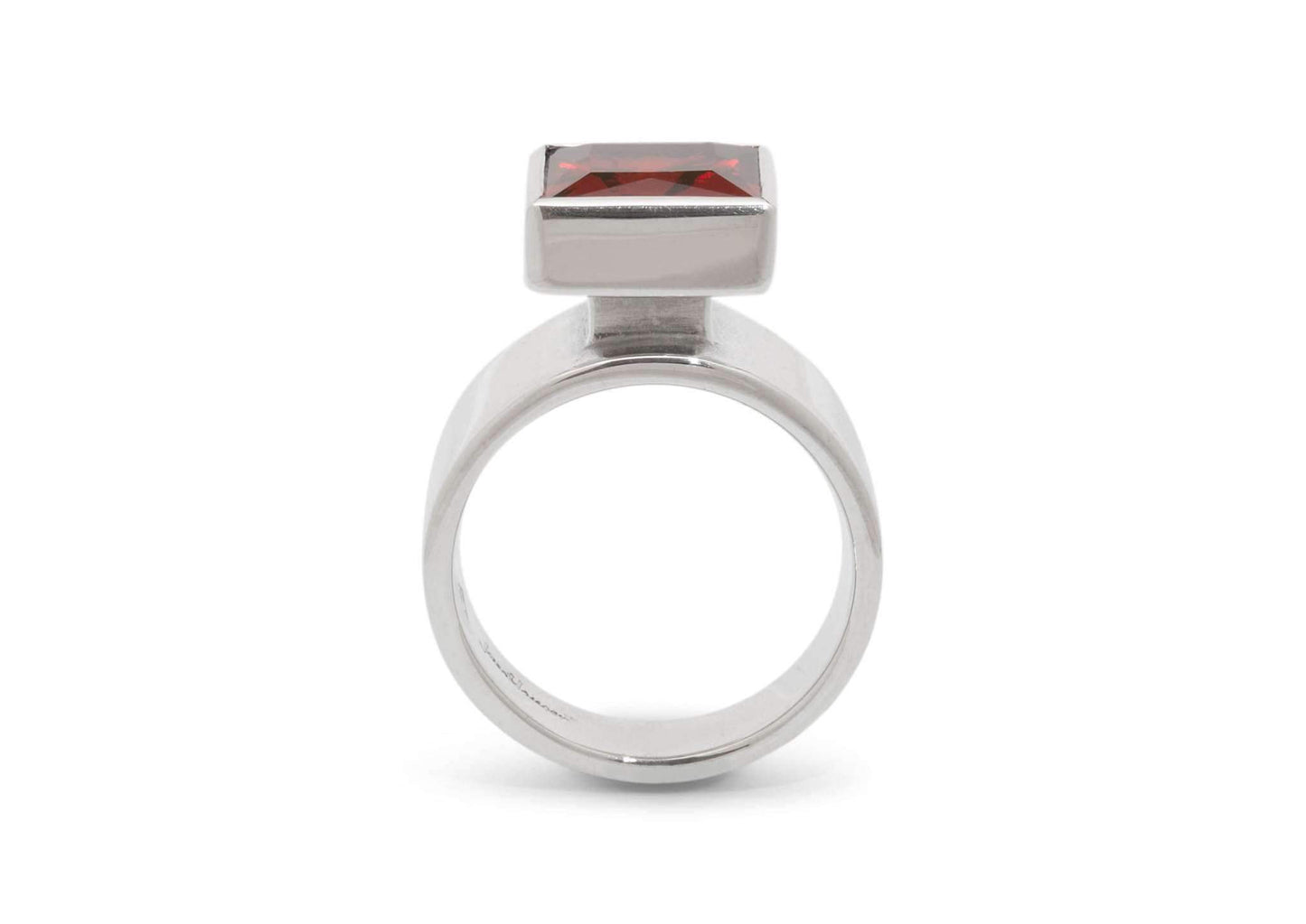 Square Chimney Gemstone Ring, Sterling Silver