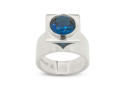 Square Pavilion Gemstone Ring, Sterling Silver