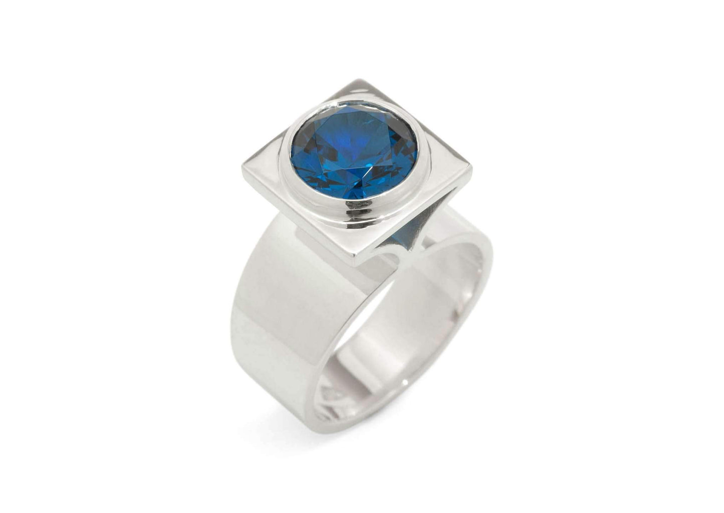 Square Pavilion Gemstone Ring, Sterling Silver