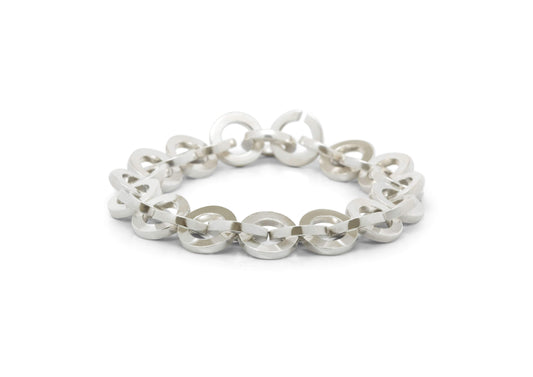 Flat Link Bracelet, Sterling Silver