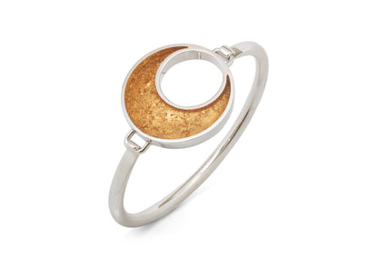 24ct Gold Leaf Crescent Moon Bangle, Sterling Silver