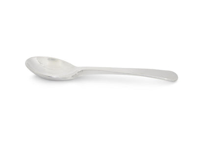 Round Ended Flat Handle Spoon, Pure Silver