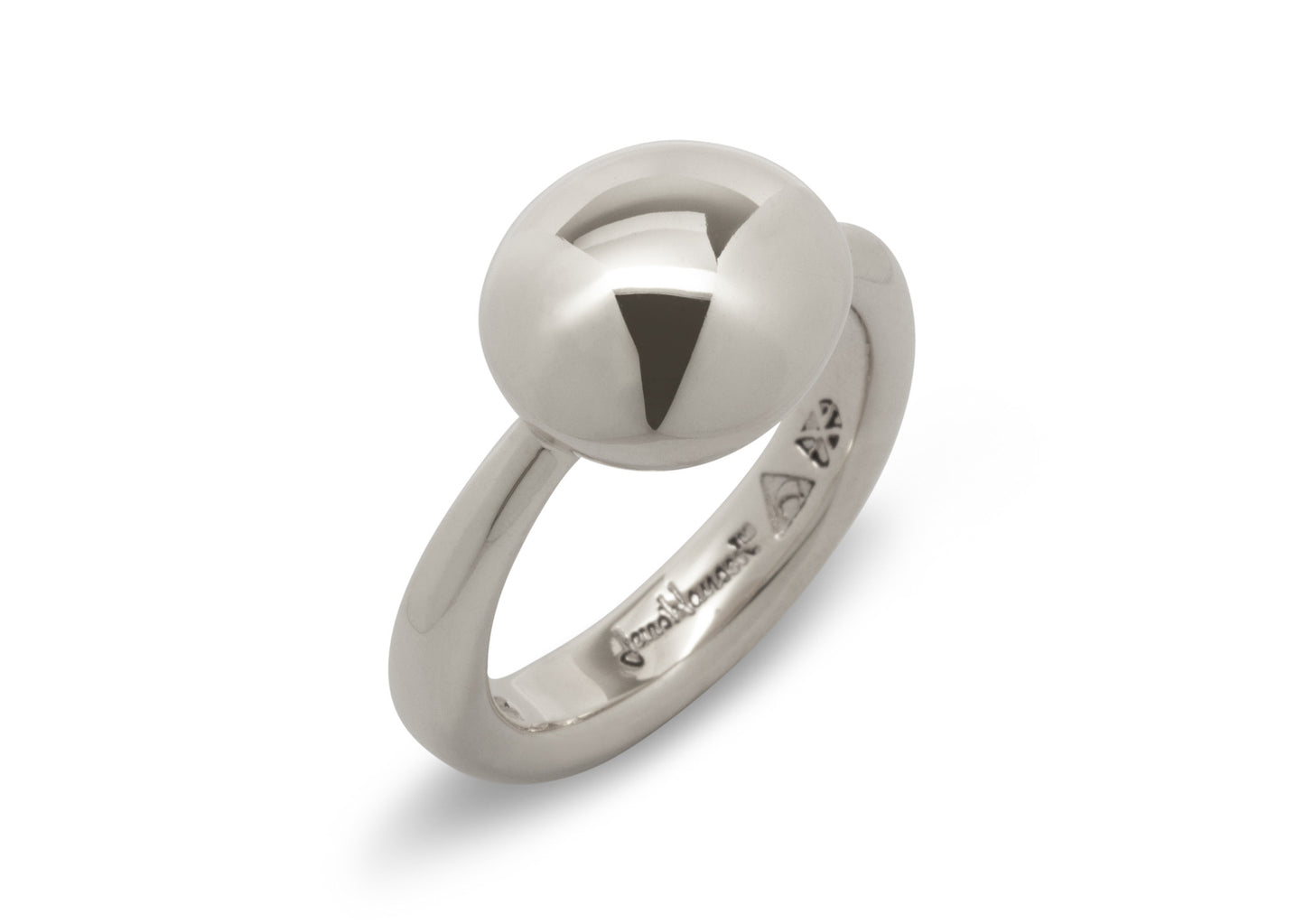 Button Ring, White Gold & Platinum