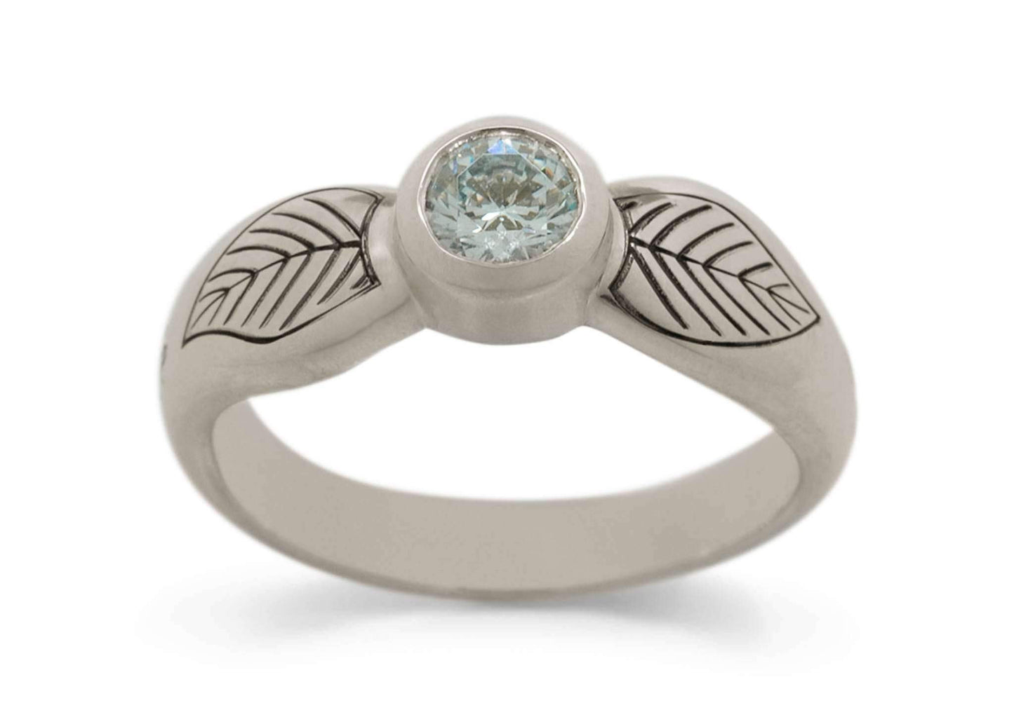 Engraved Elven Ring, White Gold & Platinum