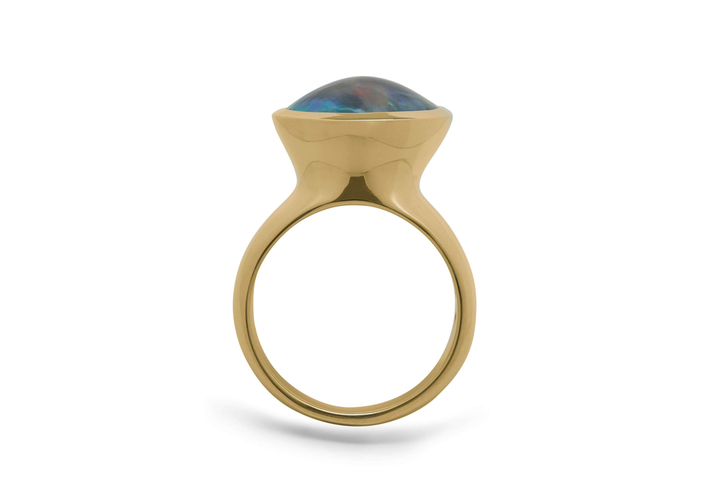 Luminescent Pāua Pearl Ring, Yellow Gold