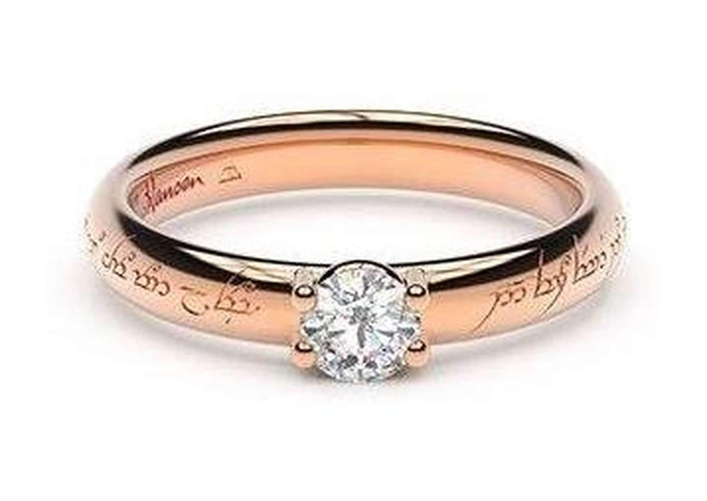 Petite Contemporary Elvish Engagement Ring, ~.33ct 9ct Red Gold