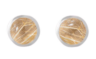 Lotus Stud Earrings, Rutile Quartz in Sterling Silver