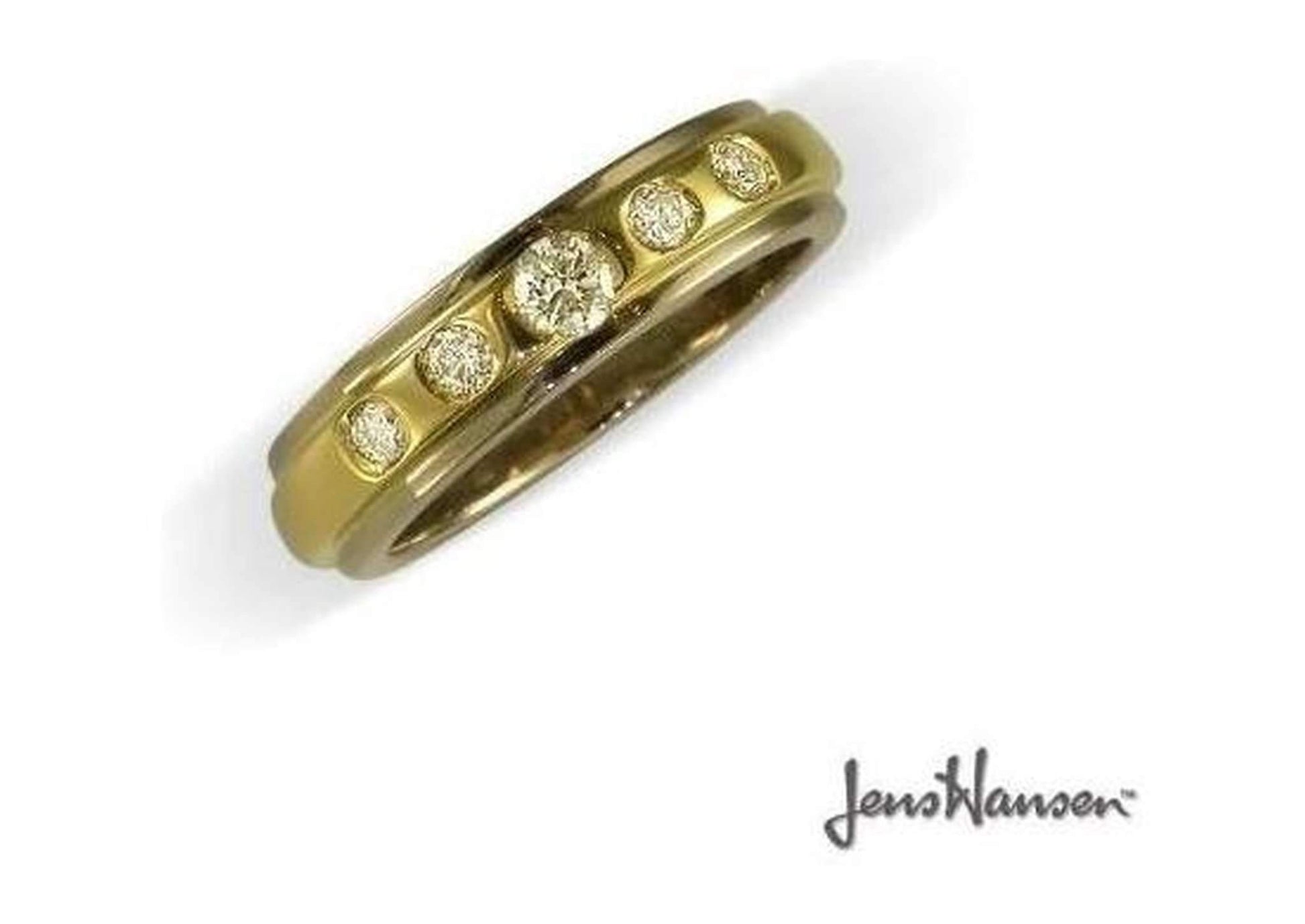 18ct Bi-Tone band wtih Diamonds   - Jens Hansen