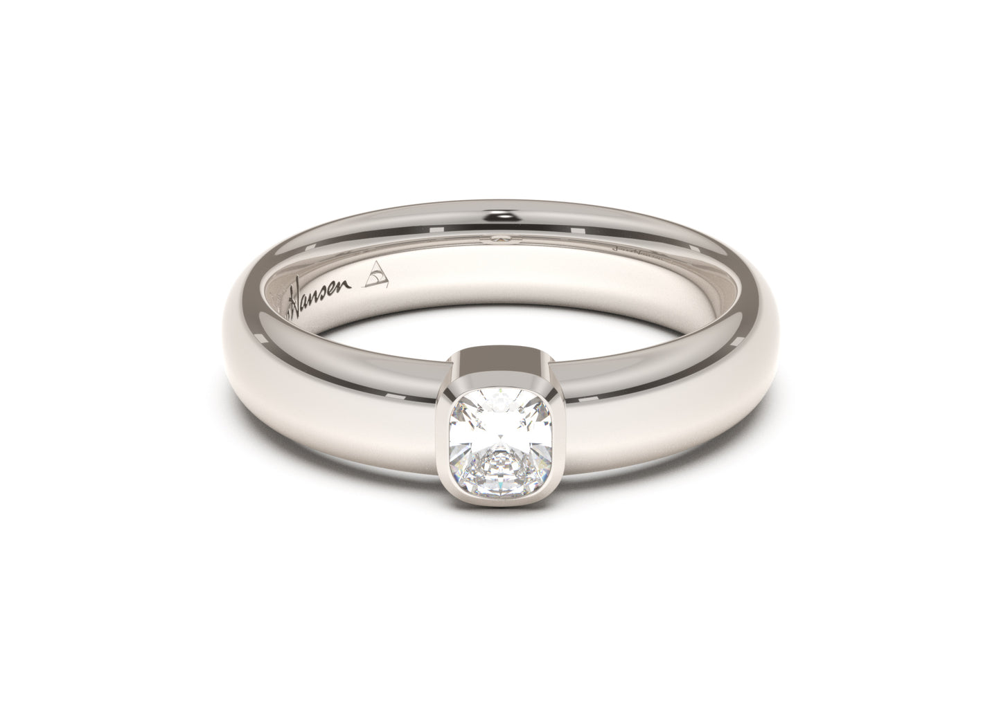 Cushion Modern Engagement Ring, White Gold & Platinum