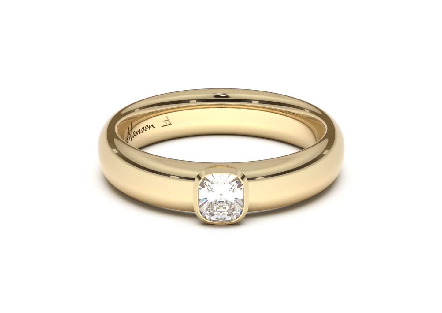 Cushion Elegant Engagement Ring, Yellow Gold