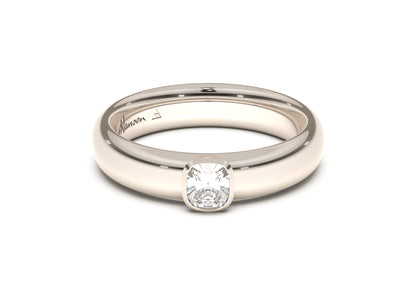 Cushion Elegant Engagement Ring, White Gold & Platinum