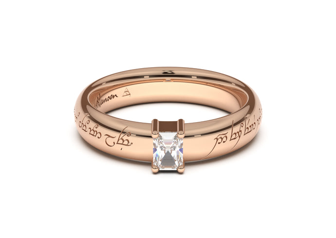 Rose Quartz Sterling Silver Tree Bark Fairy Elvish Wedding Engagement Ring  Set 8