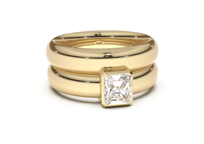 Emerald Cut Modern Engagement Ring, Yellow Gold