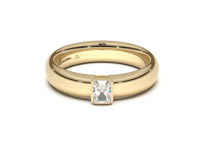 Emerald Cut Elegant Engagement Ring, Yellow Gold