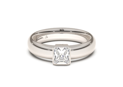 Emerald Cut Elegant Engagement Ring, White Gold & Platinum