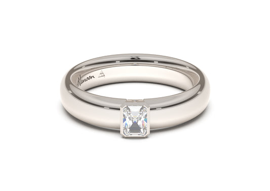 Emerald Cut Elegant Engagement Ring, White Gold & Platinum