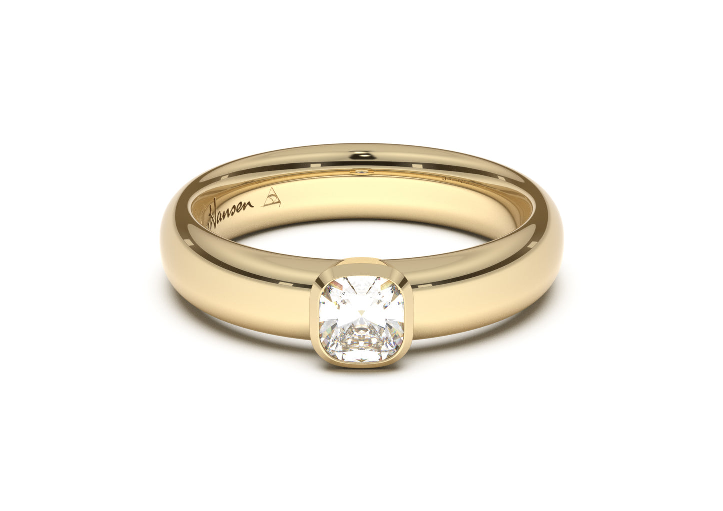 Cushion Elegant Engagement Ring, Yellow Gold