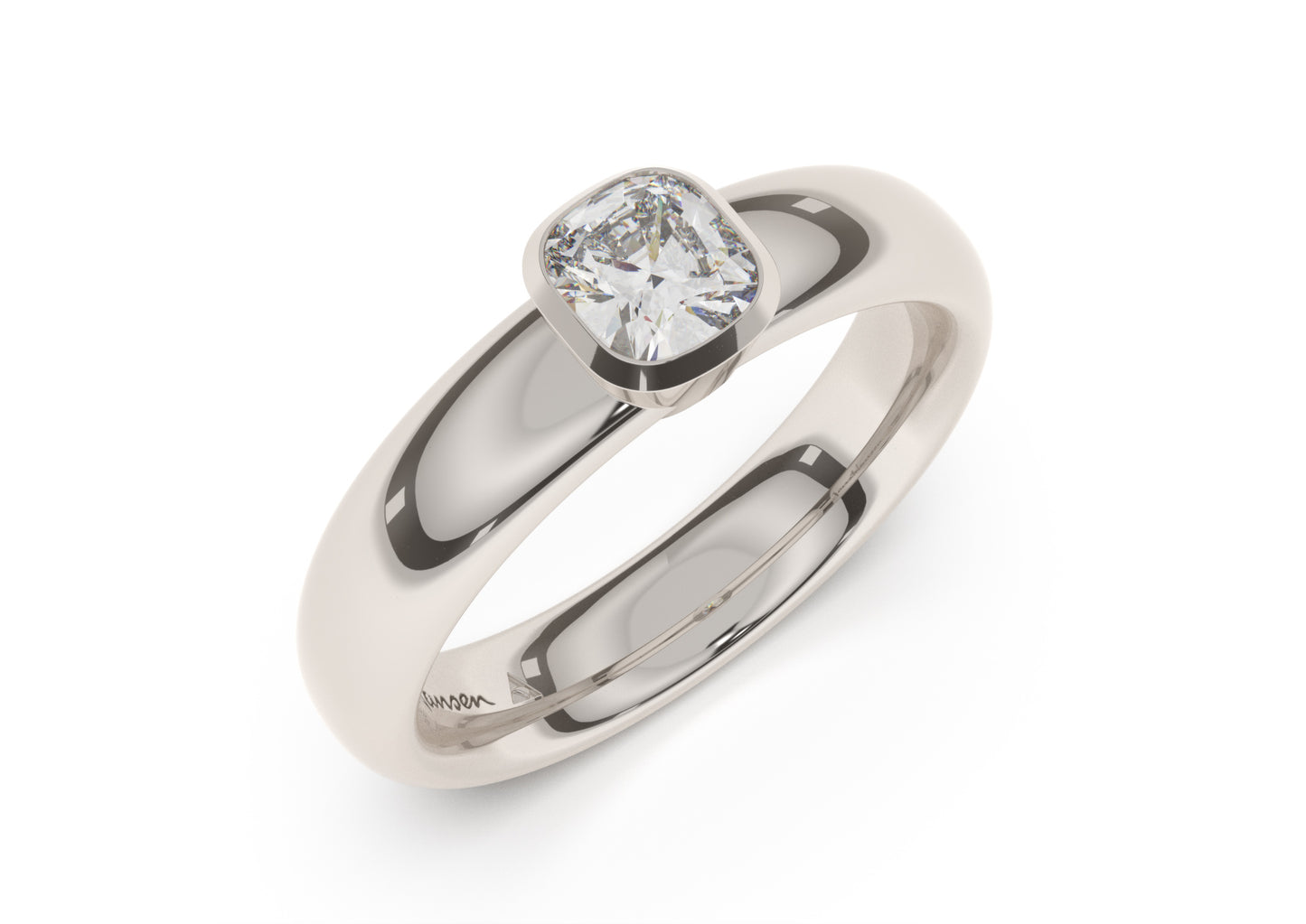 Cushion Elegant Engagement Ring, White Gold & Platinum