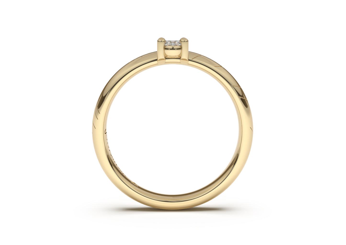 Oval Contemporary Slim Elvish Engagement Ring, Yellow Gold