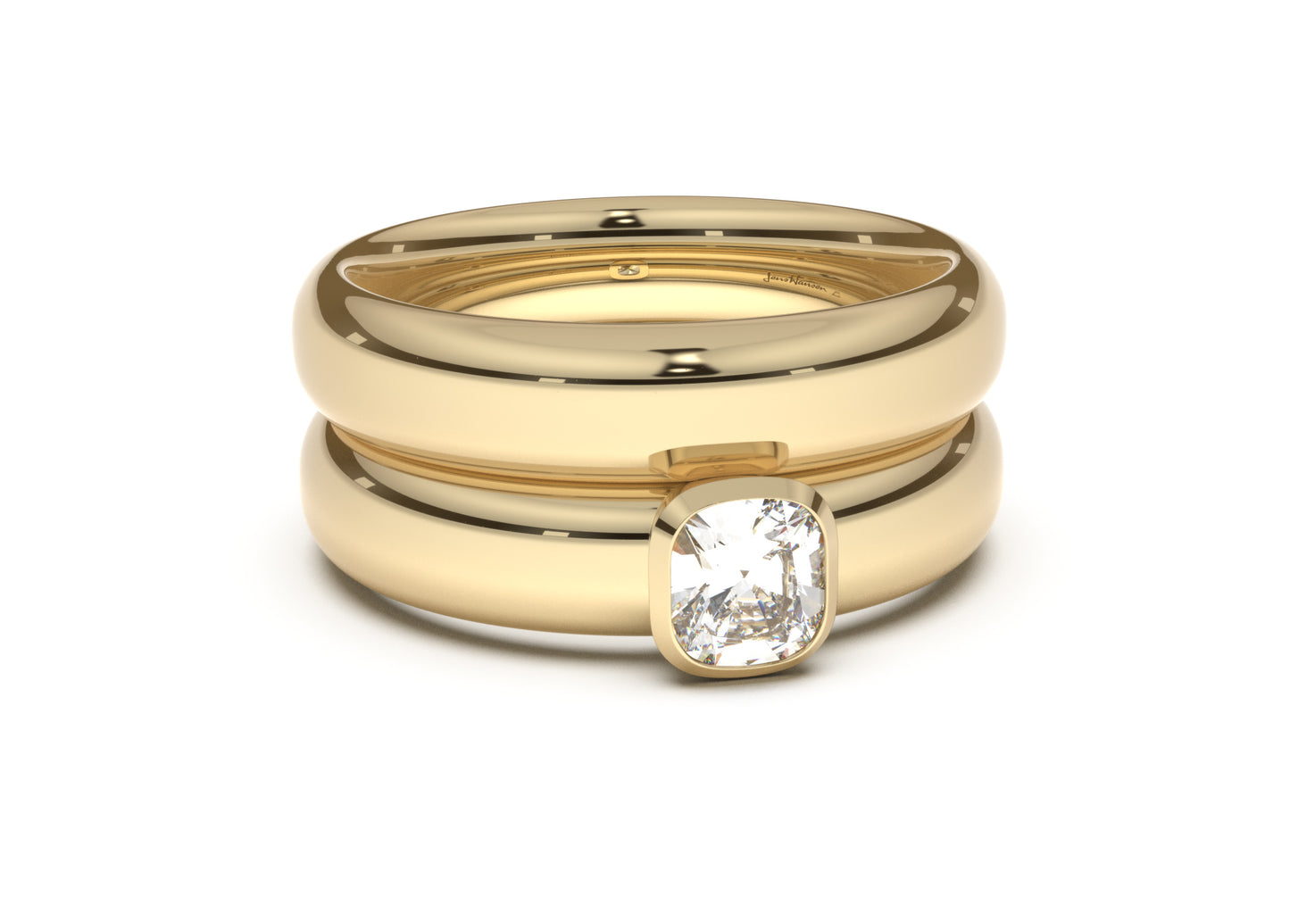 Cushion Elegant Engagement Ring, Yellow Gold