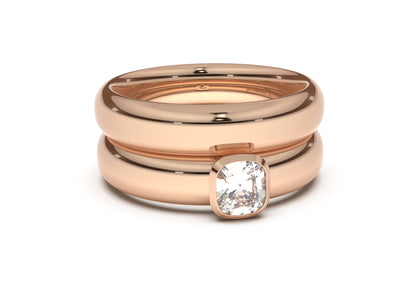 Cushion Elegant Engagement Ring, Red Gold