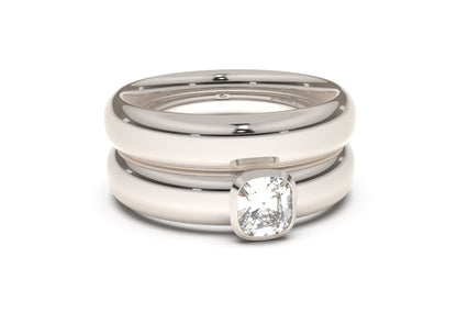 Cushion Elegant Engagement Ring, White Gold & Platinum