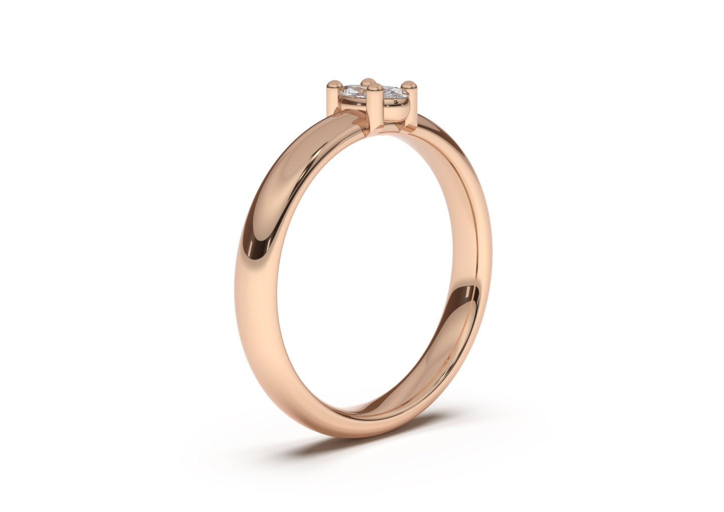 Oval Contemporary Slim Engagement Ring, Red Gold