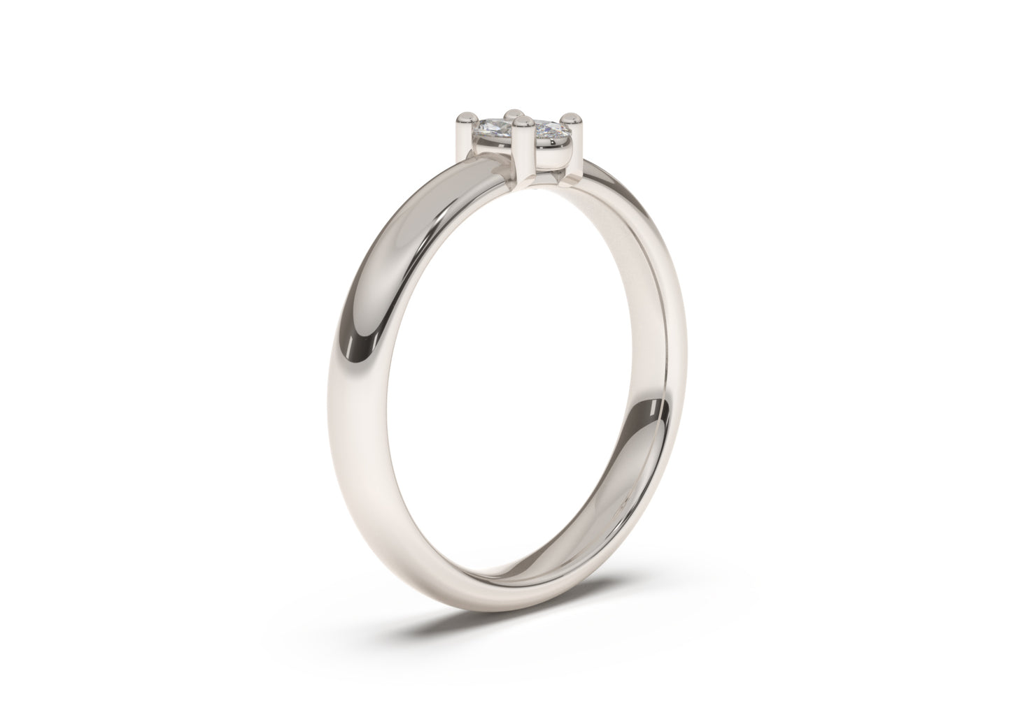 Oval Contemporary Slim Engagement Ring, White Gold & Platinum