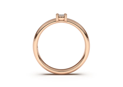 Oval Contemporary Slim Engagement Ring, Red Gold